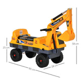 No Power Ride on Excavator Digger Music Light for 2-3 Years Old Yellow