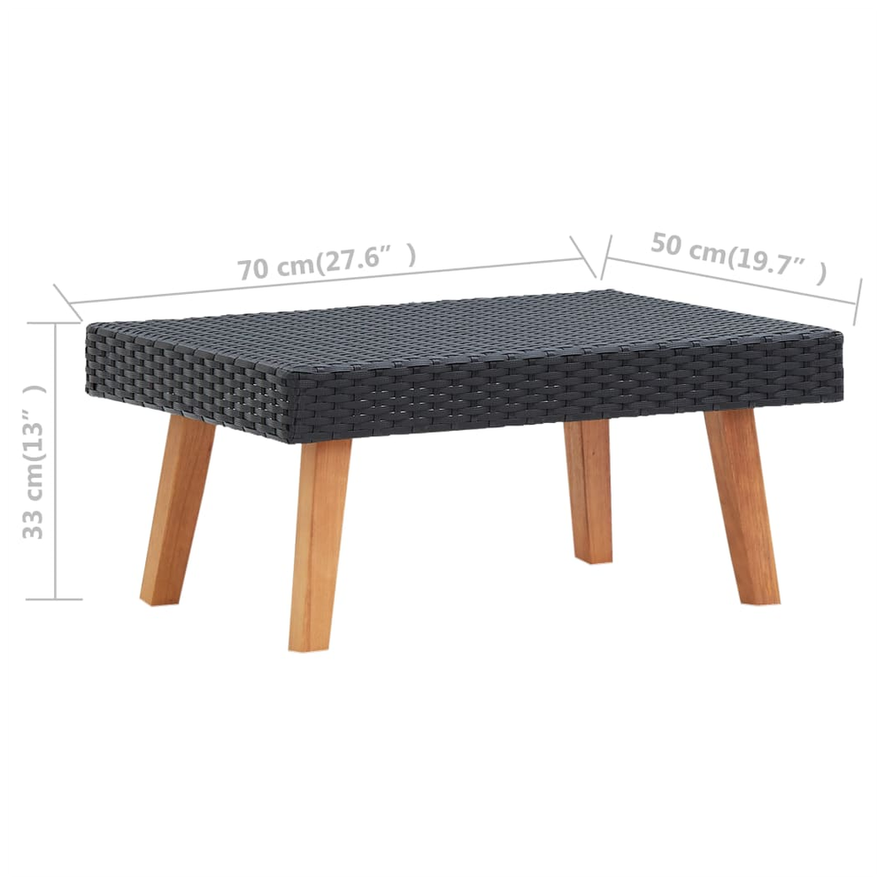 Garden Coffee Table Poly Rattan Black