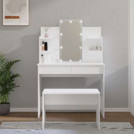 Dressing Table Set with LED Grey Sonoma Engineered Wood