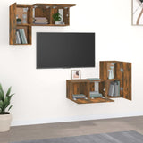 4 Piece TV Cabinet Set Smoked Oak Engineered Wood