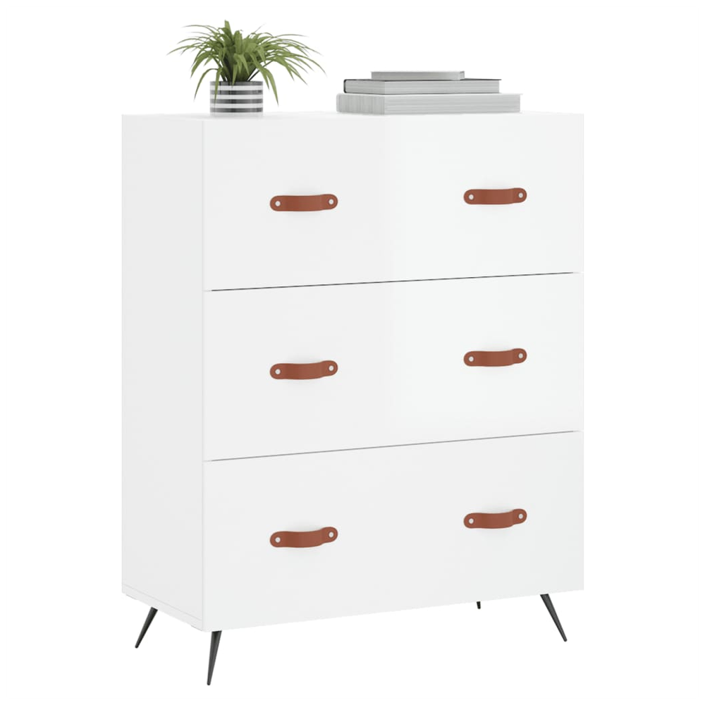 Chest of Drawers High Gloss White 69.5x34x90 cm Engineered Wood