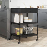 Kitchen Trolley Black 60x48x89.5 cm Engineered Wood