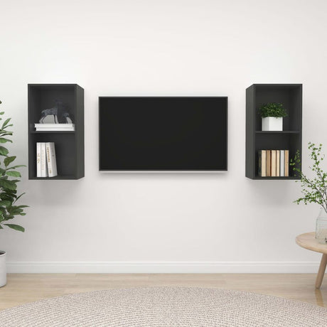 Wall-mounted TV Cabinets 2 pcs White Engineered Wood