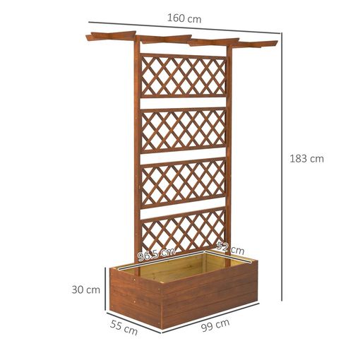 Outsunny Wooden Trellis Planter, Raised Garden Bed for Climbing Plants, Orange