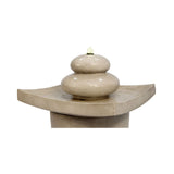 Garden Water Fountain Feature, Outdoor Tier Zen Waterfall & Lights