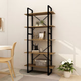 5-Tier Book Cabinet Brown 100x30x175 cm Pinewood