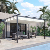 4 x 3m Aluminum Pergola Gazebo Retractable Roof CanopyCream White