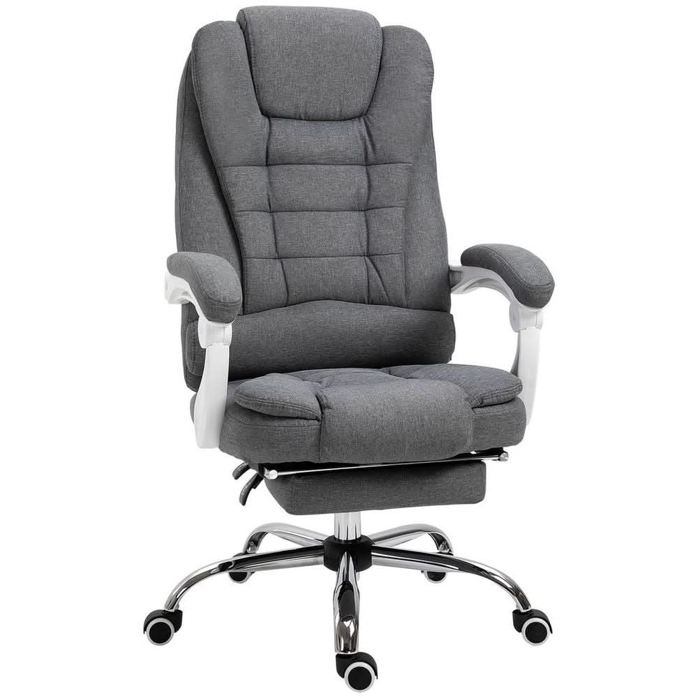 Computer Office Chair Home Swivel Task Recliner w/ Footrest, Arm, Grey