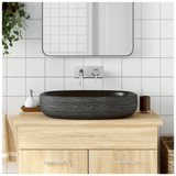 Countertop Basin Grey and Black Oval 59x40x14 cm Ceramic