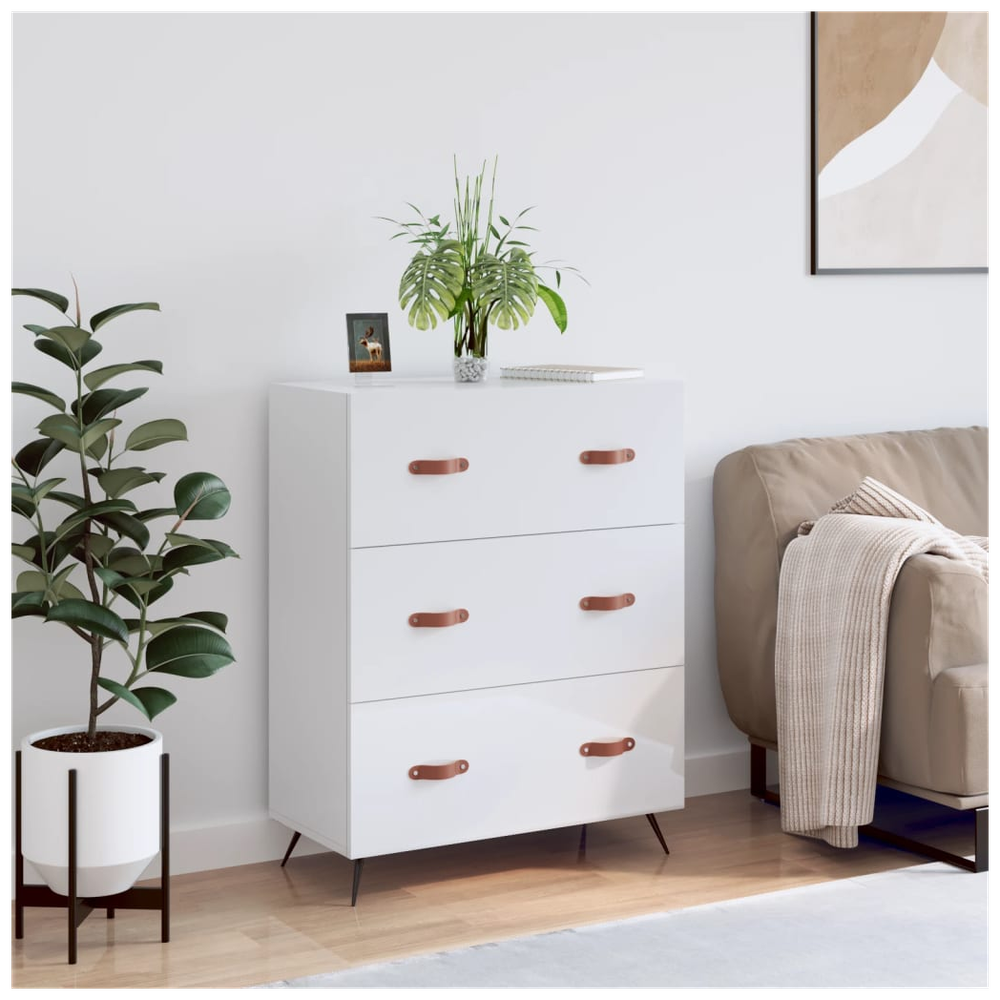 Chest of Drawers High Gloss White 69.5x34x90 cm Engineered Wood