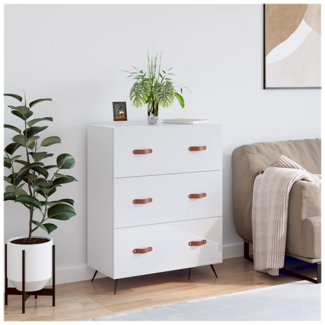 Chest of Drawers High Gloss White 69.5x34x90 cm Engineered Wood