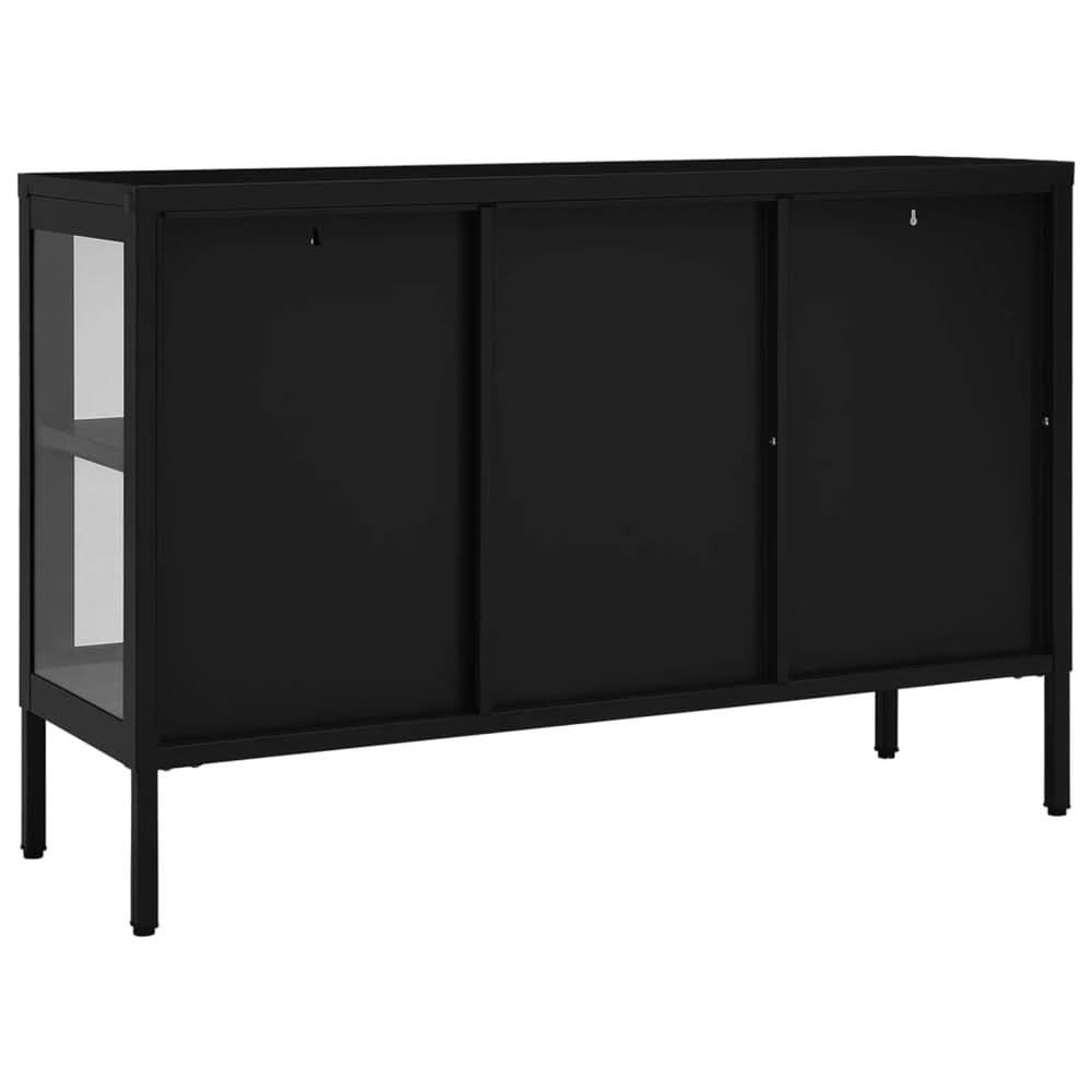 Sideboard Black 105x35x70 cm Steel and Glass