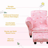 Cute Cloud Star Kids Children Armchair Mini Seat Wood w/ Footrest Padding Pink