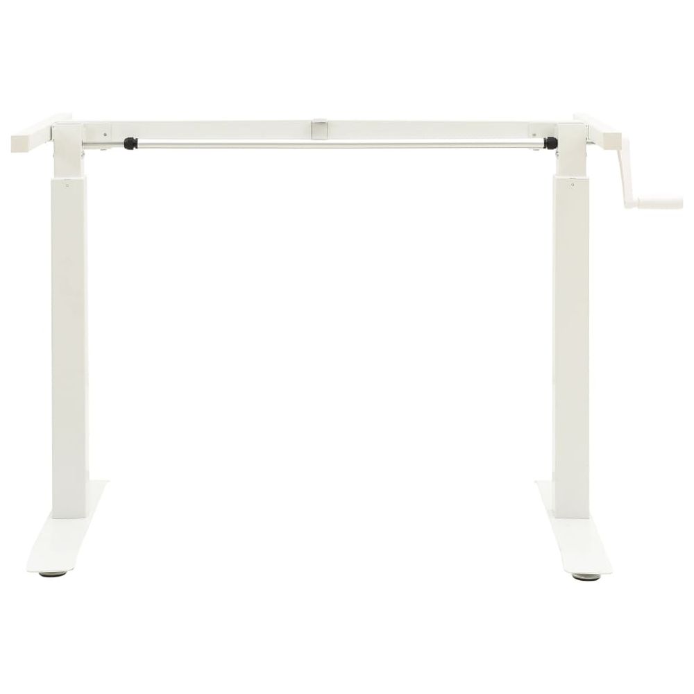 Manual Height Adjustable Standing Desk Frame Hand Crank White