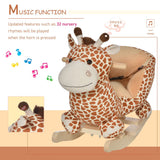 Baby Rocking Horse Kids Ride on Giraffe Plush Toy W/ 32 Song Seat Belt