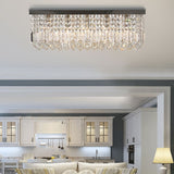 Modern Crystal Ceiling Light Square Crystal Chandelier E14 Base, Silver