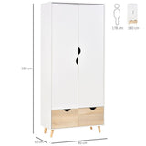 Particle Board 2-Drawer Wardrobe White/Oak