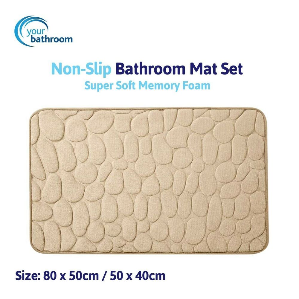 Non Slip Bath Mat Memory Foam (Cream)