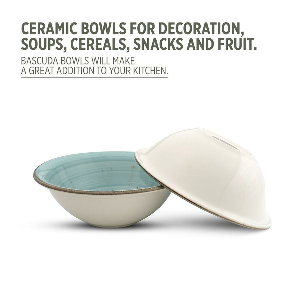 Porcelain Soup-Cereal Bowls Set of 4 Pebble Sea Green 18cm