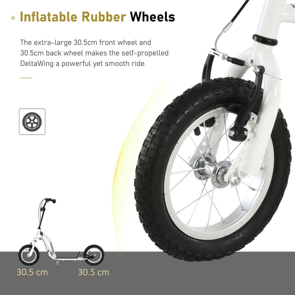 Dual Brakes Kick Scooter 12-Inch Inflatable Wheel Ride On Toy