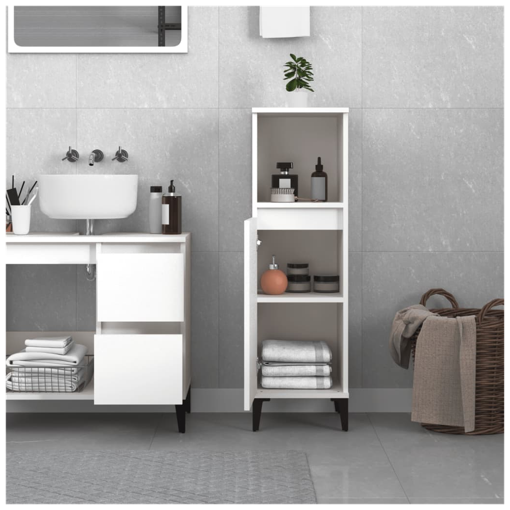 Bathroom Cabinet White 30x30x100 cm Engineered Wood