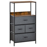 4 Drawer Storage Chest Unit Home w/ Shelves Home Living Room Bedroom Black