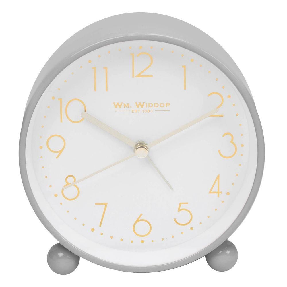 Wm.Widdop Metal Case Alarm Clock Light & Snooze Grey 10.8cm