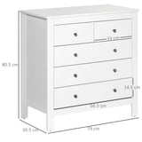 Modern Chest of Drawers, 5 Drawer Storage Cabinet White