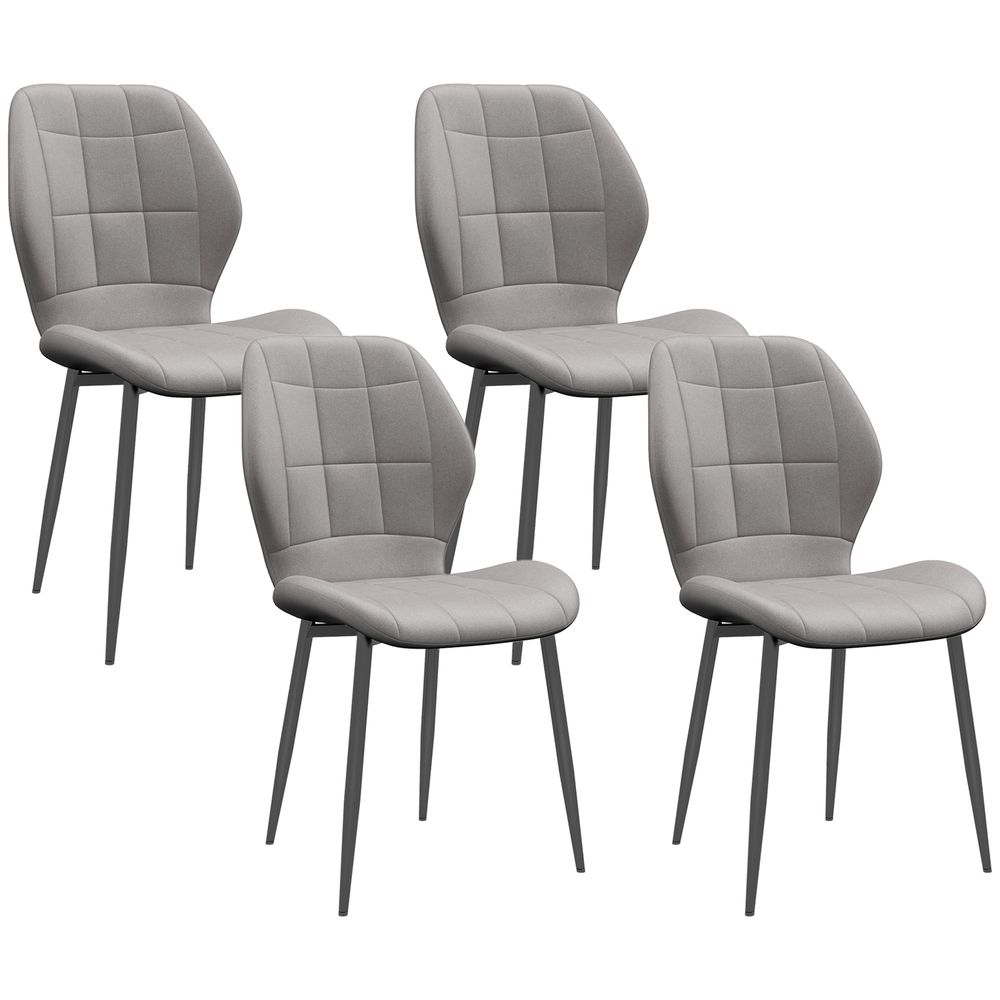 Modern Style Kitchen Chairs Set of 4 with Flannel Upholstered, Light Grey