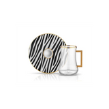 Dervish Zebra Tea Glass with Handle and Saucer