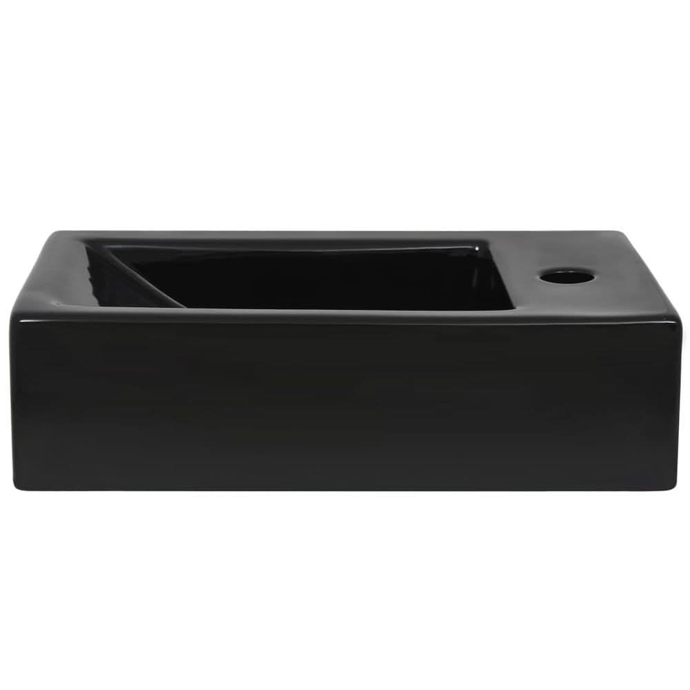 Basin with Faucet Hole Rectangular Ceramic Black 46x25.5x12 cm