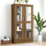 Vitrine Cabinet Smoked Oak 82.5x30.5x80 cm Engineered Wood