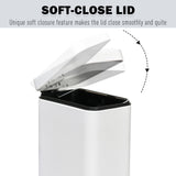 5L Rectangular Steel Pedal Bin White