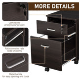 2-Drawer Locking Office Filing Cabinet 5 Wheels Rolling Storage Brown Vinsetto