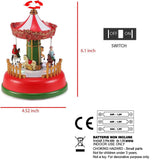 Illuminated Christmas Village Decoration Carnival Scene - Animated Carousel with Led Light Holiday Ornaments Gifts Music