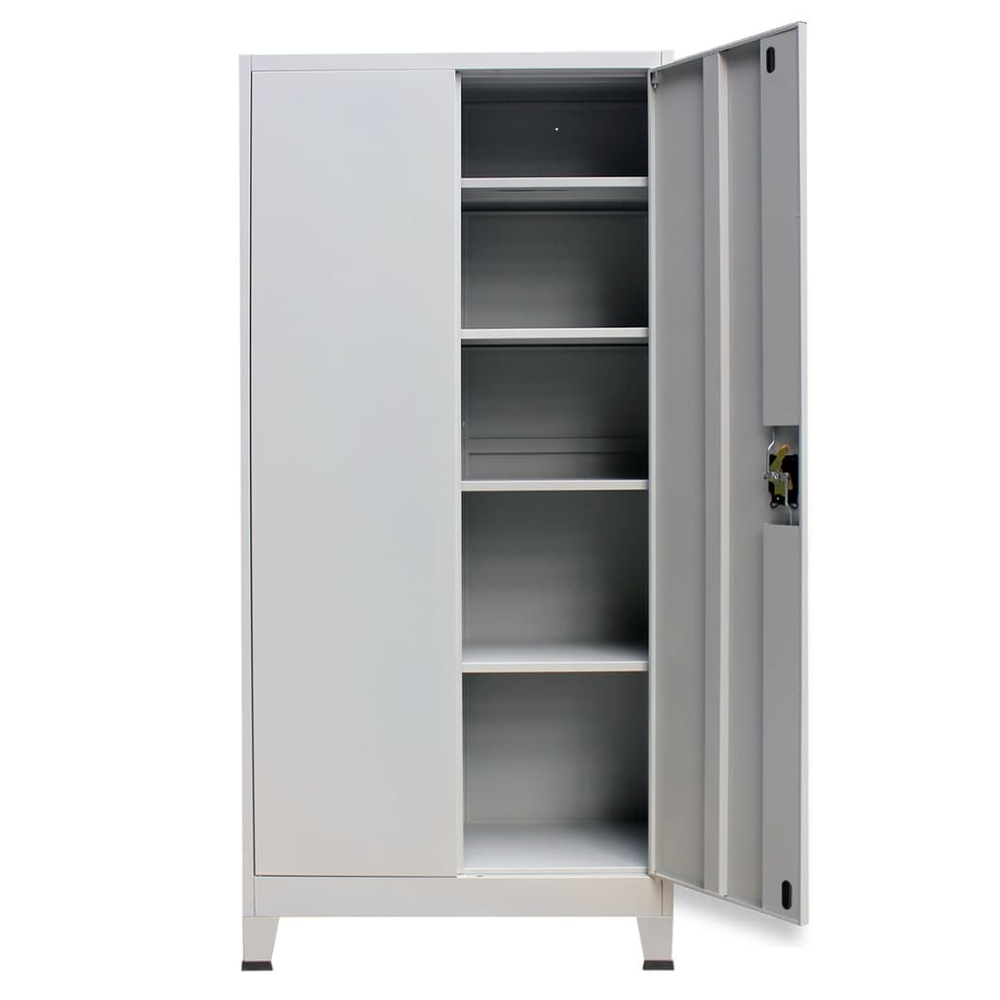 Office Cabinet with 2 Doors Steel 90x40x180cm Grey