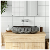 Countertop Basin Black and Grey Oval 59x40x15 cm Ceramic