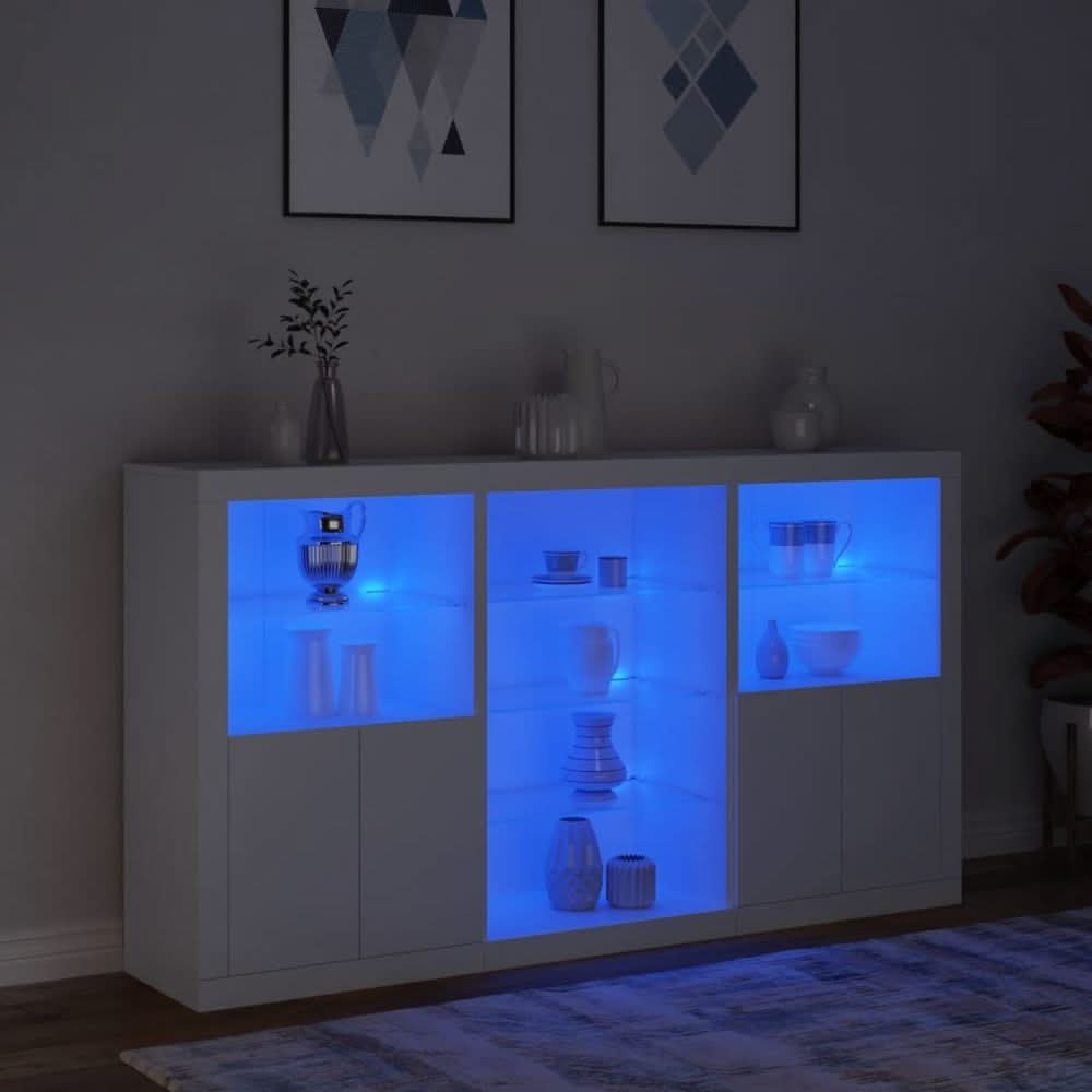 Sideboard with LED Lights White 181.5x37x100 cm