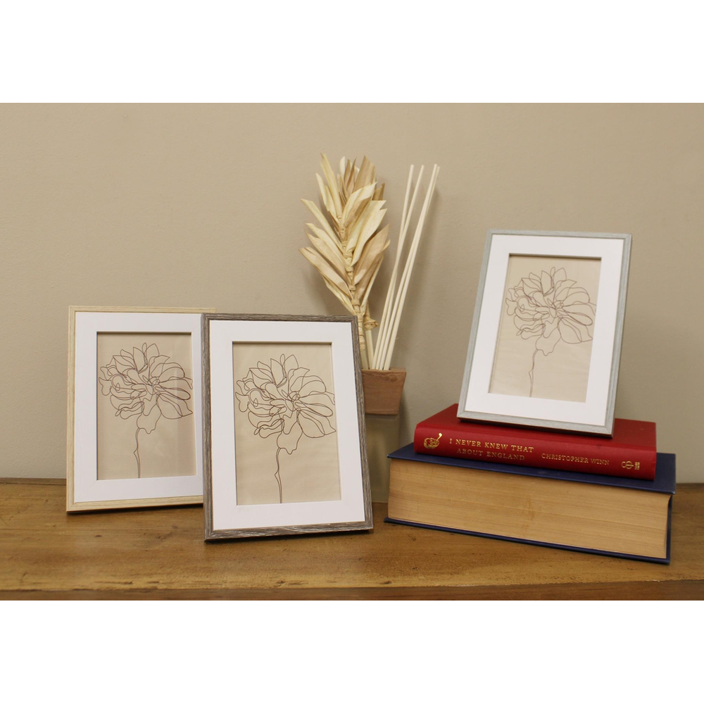 Set of Three Photo Frames with Wood Edge