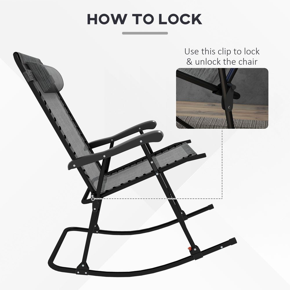 Outsunny Folding Rocking Chair Outdoor Portable Zero Gravity Chair