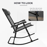 Outsunny Folding Rocking Chair Outdoor Portable Zero Gravity Chair