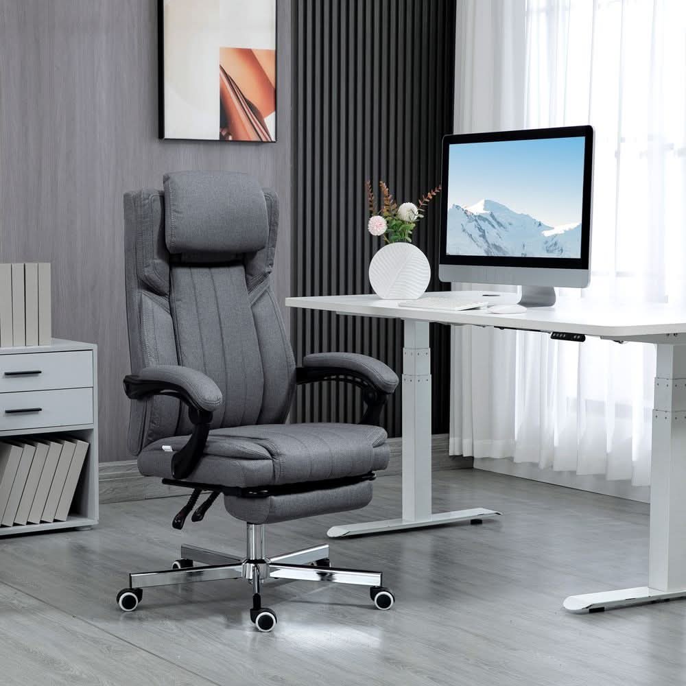 HOMCOM Executive Office Chair Reclining Office Chair with Headrest Dark Grey