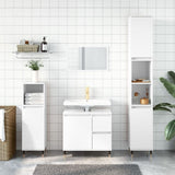 3 Piece Bathroom Furniture Set High Gloss White Engineered Wood