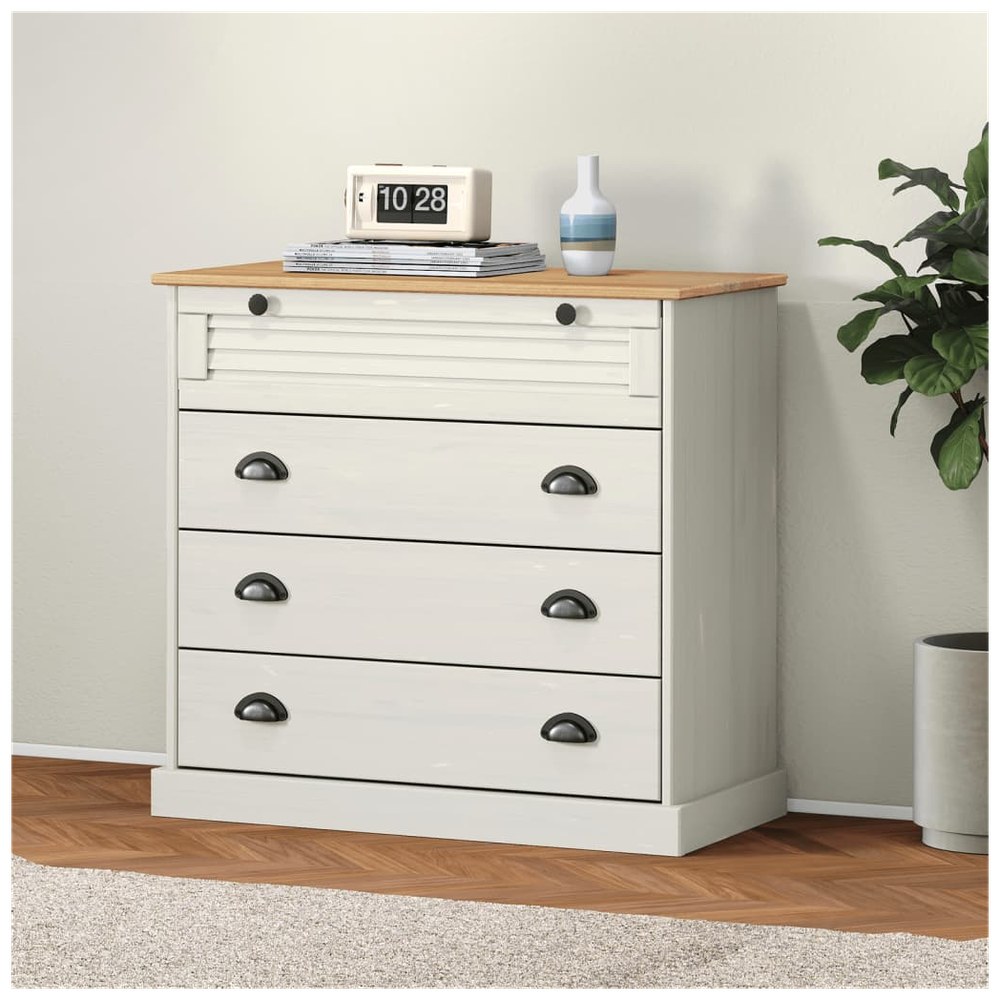 Chest of Drawers VIGO White 80x40x76 cm Solid Wood Pine