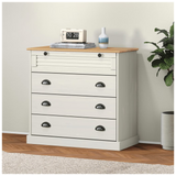 Chest of Drawers VIGO White 80x40x76 cm Solid Wood Pine