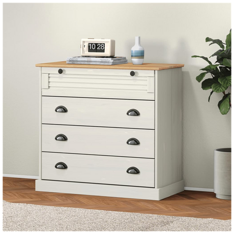 Chest of Drawers VIGO White 80x40x76 cm Solid Wood Pine