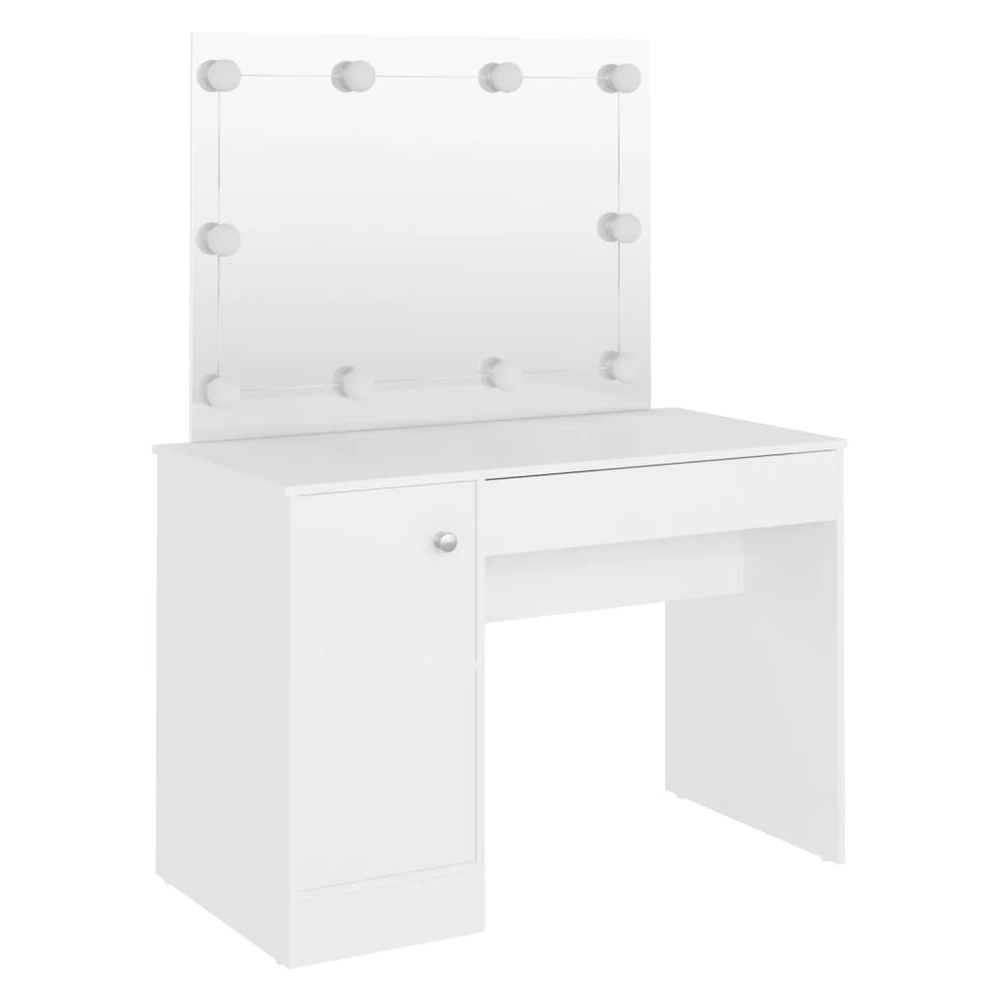 Makeup Table with LED Lights 110x55x145 cm MDF White