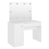 Makeup Table with LED Lights 110x55x145 cm MDF White