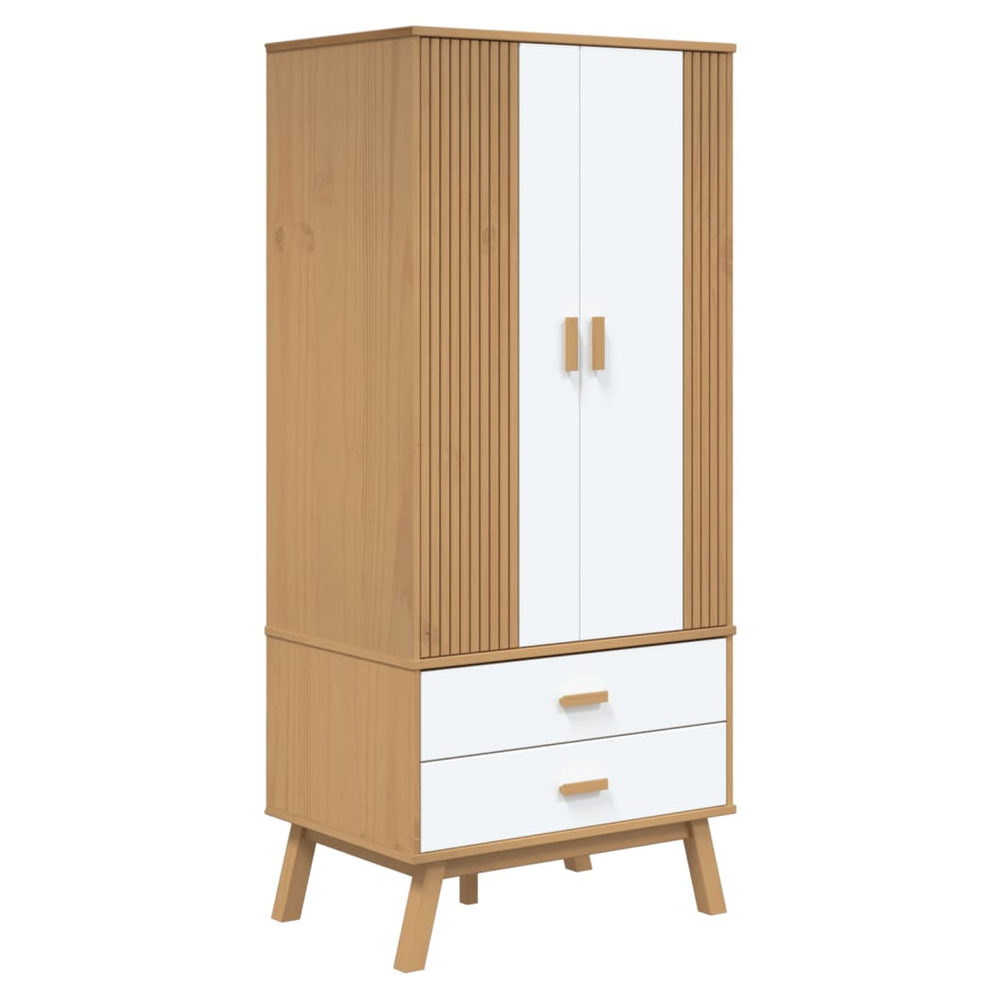 Wardrobe OLDEN White and Brown 76.5x53x172 cm Solid Wood Pine