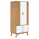 Wardrobe OLDEN White and Brown 76.5x53x172 cm Solid Wood Pine